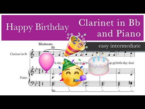 Happy Birthday – Clarinet in Bb and Piano accompaniment sheet music – Easy Intermediate
