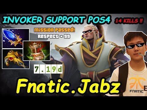 Fnatic.Jabz - [Invoker] Support Pos4 Roaming 14 Kills 500IQ Sunstrike | Dota2 7.19d Rank