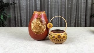 How to Wood burn basket weave patterns on your gourds with Kelsey and Christy