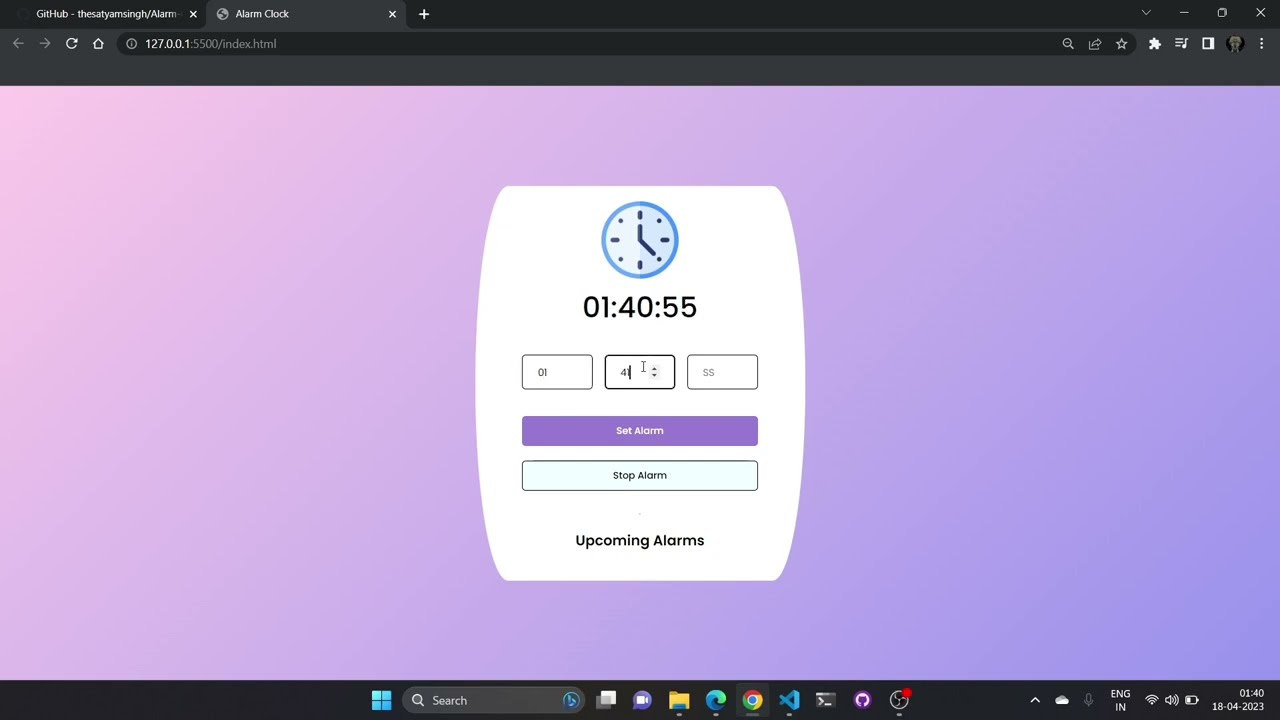 Alarm Clock project for Coding Ninjas