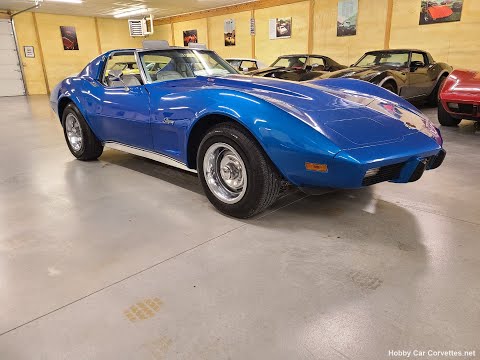 1976 Bright Blue Corvette Stingray T Top For Sale Video