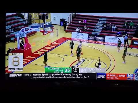 Detroit Mercy WBB - ESPN #SCTop 10 #8 Janna Lewis 3-pt. Halftime Buzzer-Beater (2-21-22)