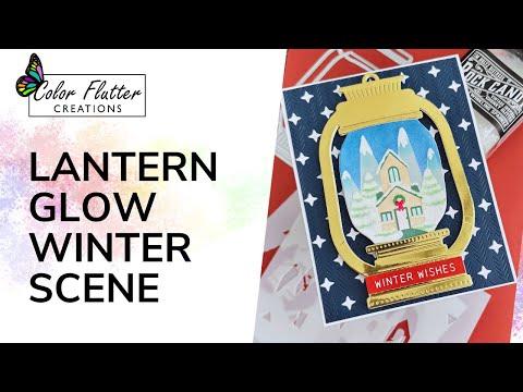 Lantern Glow Winter Scene | PinkFresh Studio Lantern Landscapes & Evergreen Sparkle Background