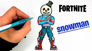 how to draw snowman fortnite skin - dessin fortnite facile skin lynx