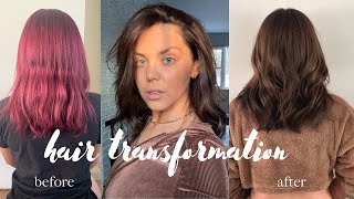 HAIR TRANSFORMATION • red to brown without bleach