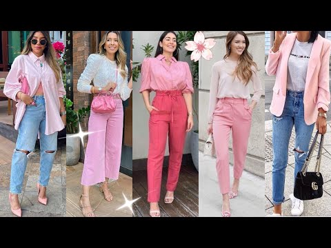 MODA 2022 IDEAS PARA COMBINAR ROPA TENDENCIAS🌷OUTFITS COLOR ROSA PALO ROSA PASTEL LOOKS 2022