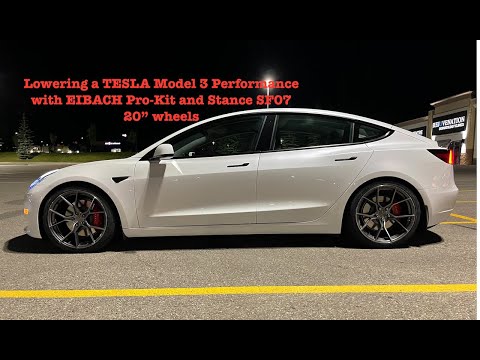 Eibach Pro-kit and Stance SF07 installed on Tesla Model 3 Performance!! Love it!