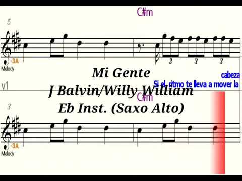 Mi Gente - Eb Inst. (Saxo Alto, Saxo Baritono) (Partitura/Playback)