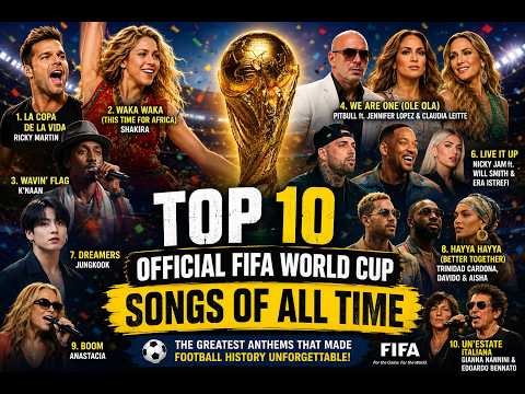 Top 10 Greatest Official FIFA World Cup Songs of All Time | Ricky Martin, Shakira, K'naan