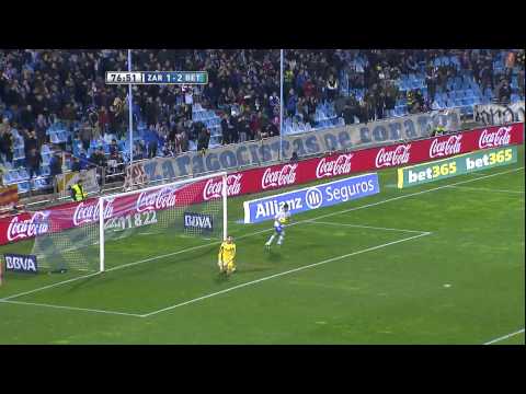 Gol de Montañés (1-2) en el Real Zaragoza - Real Betis - HD