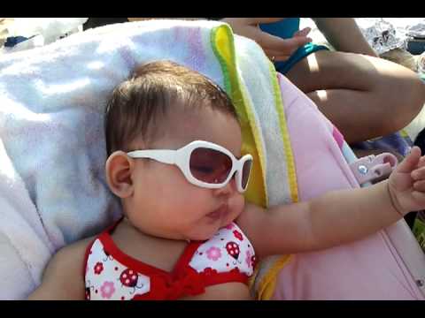 Adelina's first time at the beach.