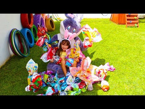 CAÇA AOS OVOS DE PÁSCOA COM O COELHINHO DA PÁSCOA - Jéssica Godar e Laurinha e Helena