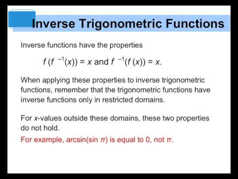 Section 5.6: Derivative of Inverse Trig Functions