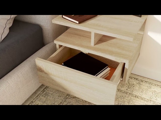 Video Teaser für 800412 vidaXL Floating Nightstands 2 pcs Sonoma Oak 40x31x27 cm Engineered Wood