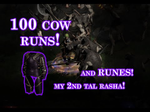 Diablo 2 Resurrected. Amazing 100 COW RUNS! High runes and second one my TAL RASHA PLATE!