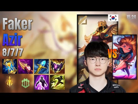 Faker Mid Azir vs Zoe lol KR solo rank Full Game 15.24 | 페이커 아지르 vs 조이
