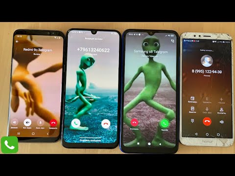 Incoming Call / Telegram Calling Green Alien Outgoing Calls 4 Phones Dance Green Alien Samsung Alien