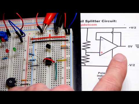 Split power supply made from single supply using 741 op amp virtual ground rail splitter circuit