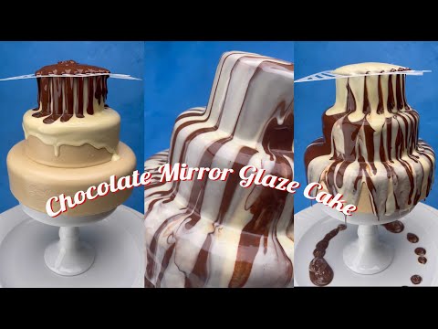Most Satisfying Mirror Chocolate Glaze Cake Decorating with white chocolate - Chocolate 3 layer cake