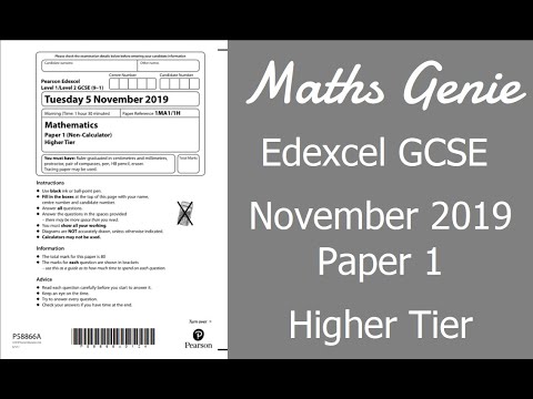 Edexcel GCSE Maths November 2019 1H Exam Paper Walkthrough