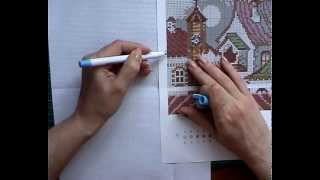 Смотреть онлайн Вышивка крестиком: разметка канвы с помощью циркуля