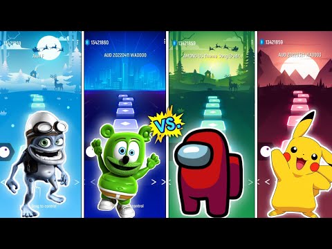 Crazy Frog Vs Gummy Bear Vs Among Us Vs Pikachu Song - Tiles Hop #gummy #crazyfrog #pikachu