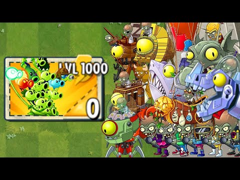 All PEA Plants LEVEL 1000 vs Big Wave Beach Final Boss - Plants vs Zombies 2 Mod