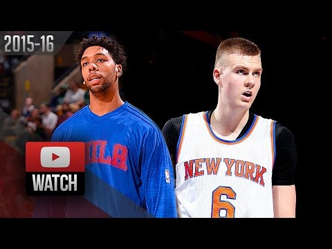 Kristaps Porzingis vs Jahlil Okafor Rookies DUEL Highlights (2016.01.18) Knicks vs 76ers - SICK!