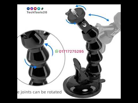 Black flexible car suction mount compatible for go pro and m...