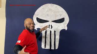 Crumb Pieced Punisher Logo Quilt