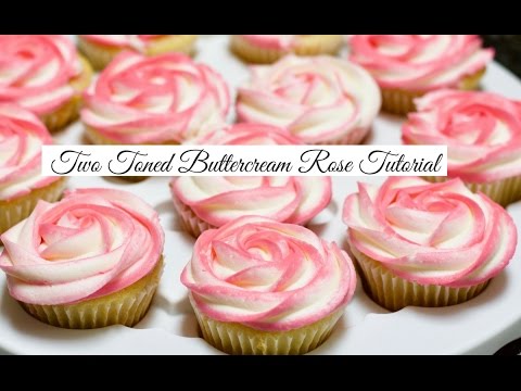 Two tone buttercream cupcake rose tutorial