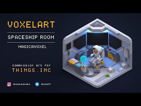 Voxel Art - Spaceship Room - Magicavoxel Timelapse