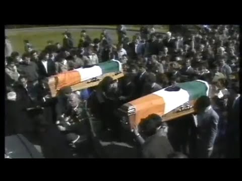 Four of the 8 IRA men killed at Loughgall by the SAS are laid to rest. 1987