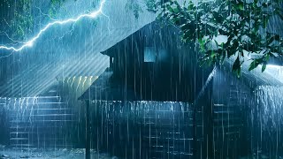 Soothe Your Mind & Fall Asleep Fast💤 Night Thunderstorm, Terrible Rain on Tin Roof & Intense Thunder