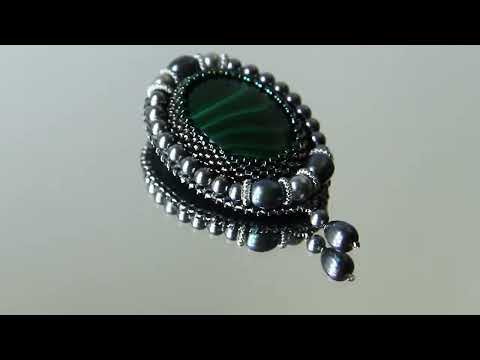 Брошка (кулон) з малахітом "Медічи"