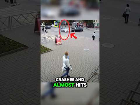 Speeding car near-misses, crashes, and almost hits a pedestrian #shorts #drivingfails #closecall 😱