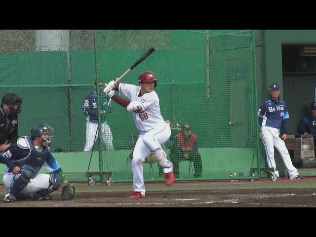 【ファーム】初球で決めた!! イーグルスのルーキー・青野拓海 ファーム公式戦初安打でチャンス拡大!!  2024年3月31日 東北楽天ゴールデンイーグルス 対 埼玉西武ライオンズ