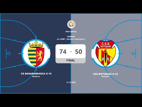 Meci Amical: CSS Botoșani U16 (ROU) vs S.S. Basarabeasca U16 (MDA), feminin, 13.12.2025