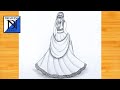 How to draw a Girl Backside with Traditional Dress || Pencil sketch tutorials || mandala art dress