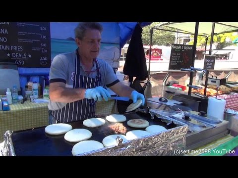 London Street Food. The "Arepa" from Venezuela and Fried Bananas. Camden Lock Market