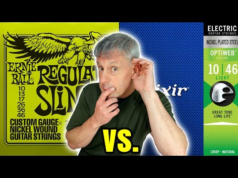 Ernie Ball Regular Slinky vs Elixir Optiweb – Guitar String Comparison