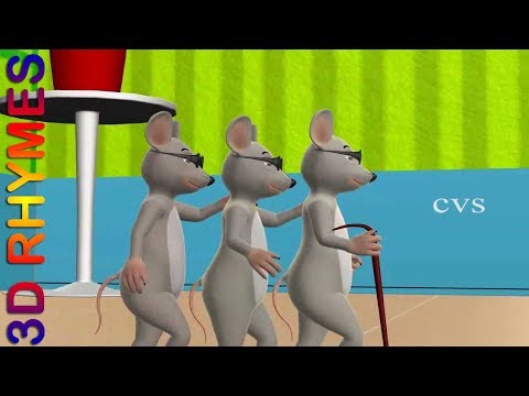 Three Blind Mice English Nursery Rhyme Song for Children with lyrics by #3d Rhymes