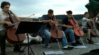 Cello Quartet on Charles Bridge in Prage playing the theme to Pirates of the Caribbean