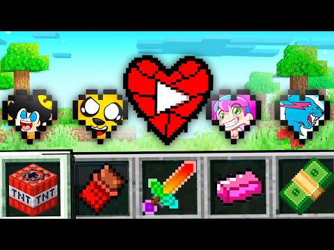 Minecraft BUT with HEARTS from YOUTUBERS 😂🤑