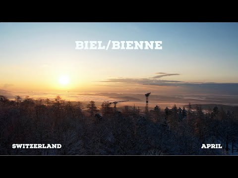 Flyover Biel/Bienne, Switzerland. 4K relaxing music