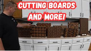 END GRAIN CUTTING BOARDS GALORE!  I visit brother Dan's shop to see what he's been up to