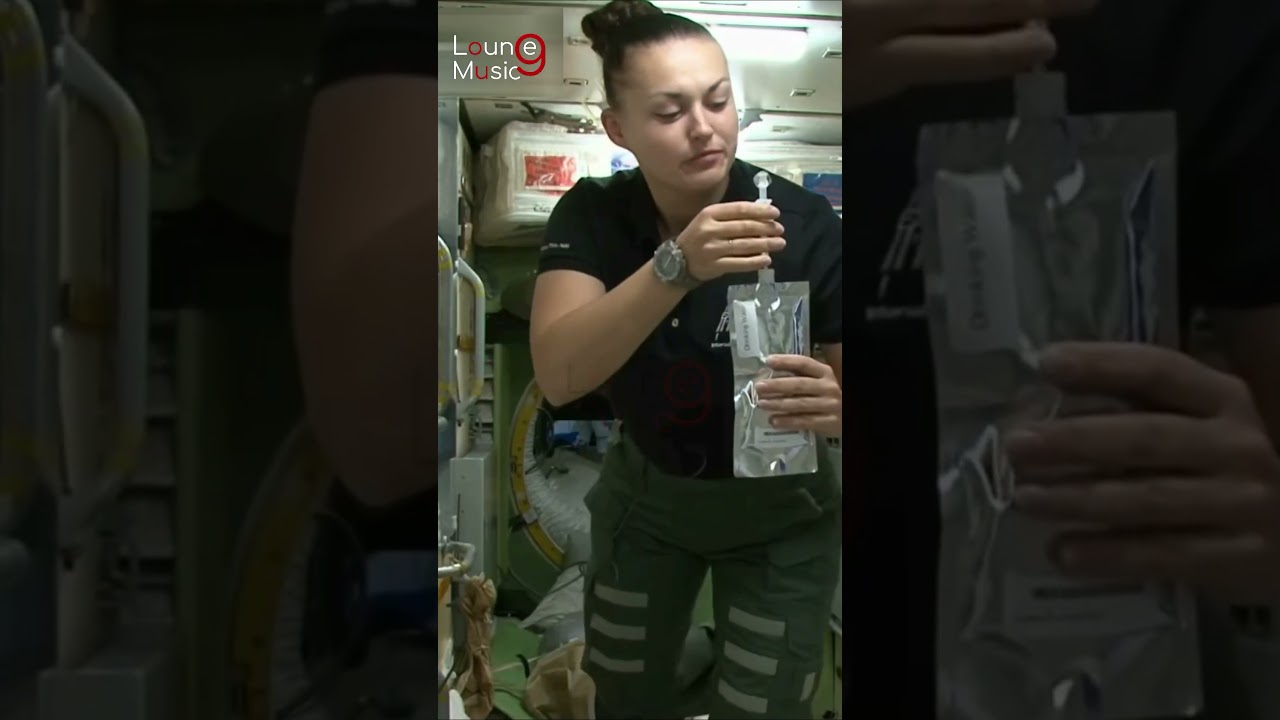 Astronaut drinking water at International Space Station - How to - ISS Life #imaginedragons #bones
