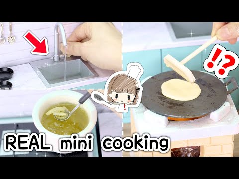 Let's make some MINI CREPES!? REAL WORKING doll house kitchen