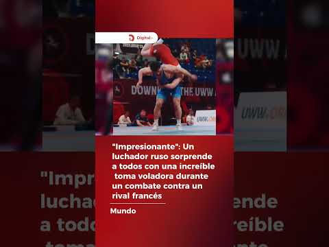​¡Impactante! 🤼‍♂️💥 Mirá la toma voladora de este luchador ruso a un francés.