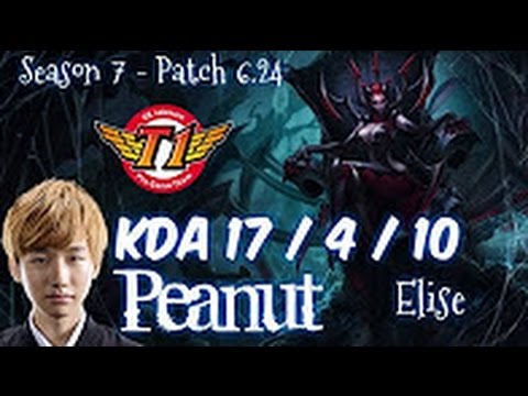 SKT T1 Peanut ELISE vs LEE SIN Jungle - Patch 6.24 KOREA Ranked